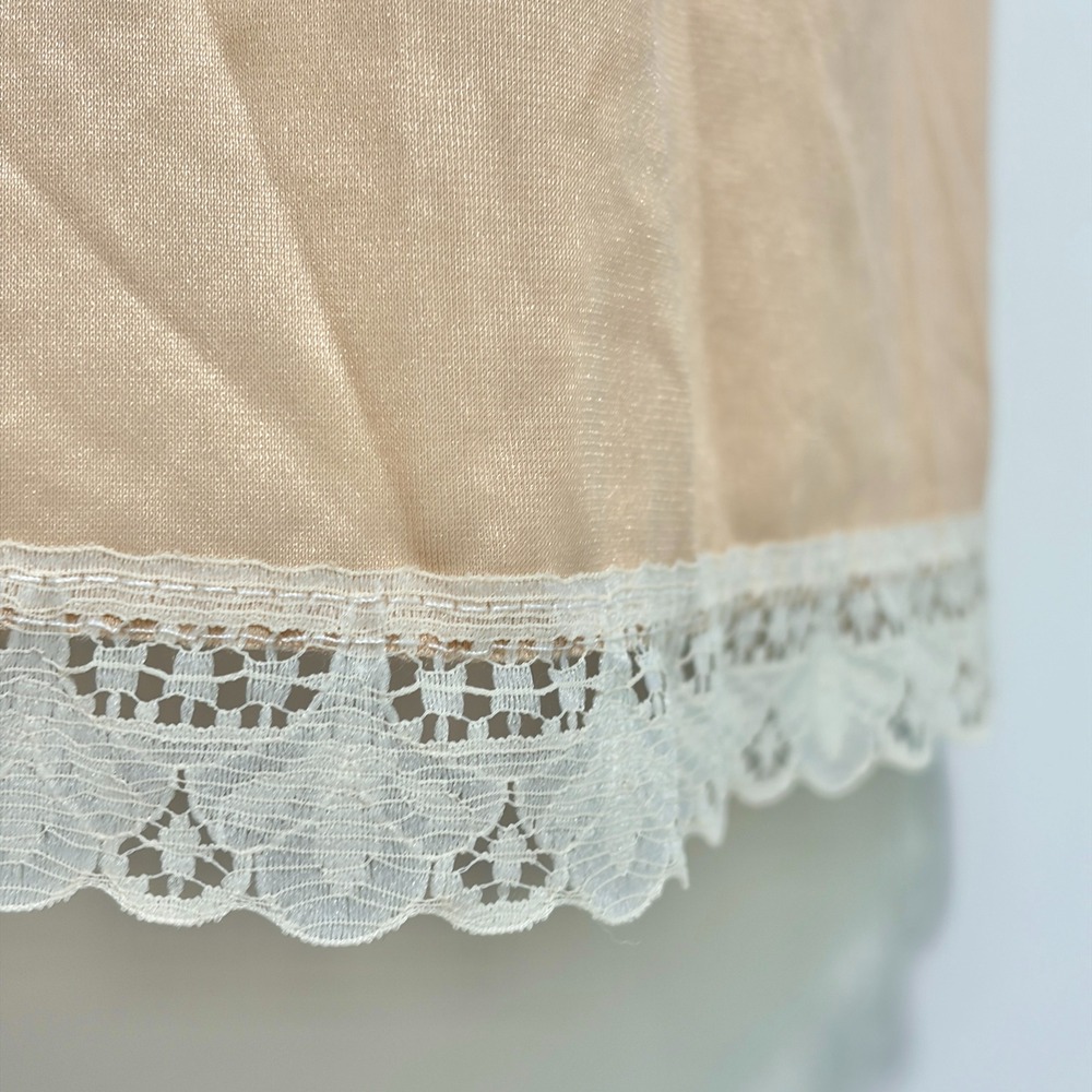 Vintage Full Slip Lace Trim Bodice Lingerie Neutral Bridal Pinup Feminine Retro - Picture 8 of 10